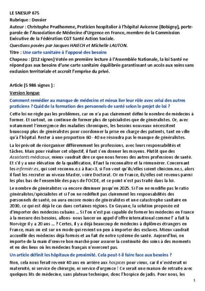 Entretien avec Christophe Prudhomme, praticien hospitalier à l’hôpital Avicenne (Bobigny)