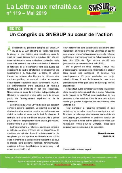 La Lettre aux retraité.e.s n° 119 - Mai 2019