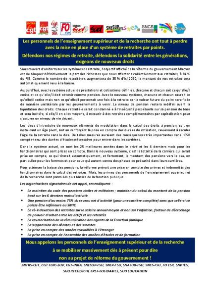 Défendons nos régimes de retraite, défendons la solidarité entre les générations et exigeons de nouveaux droits - Appel intersyndical du 17 septembre 2019