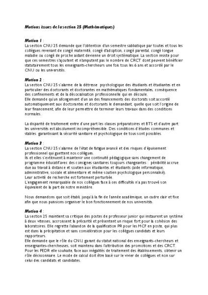 Motions adoptées durant la session de février 2021