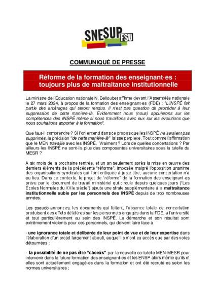 Réforme de la FDE : toujours plus de maltraitance institutionnelle - Communiqué du 29 mars 2024