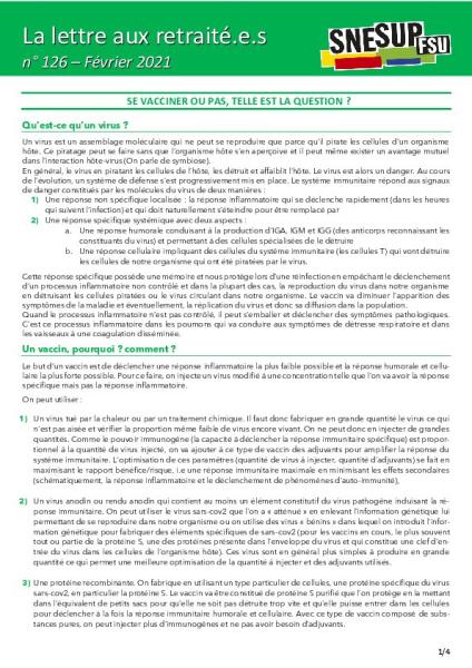 La Lettre aux retraité.e.s n° 126 - Février 2021