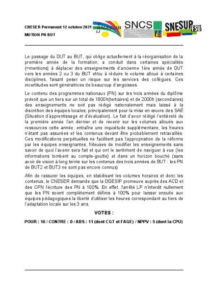 MOTION CNESER 12 octobre 2021 - BUT Programmes nationaux