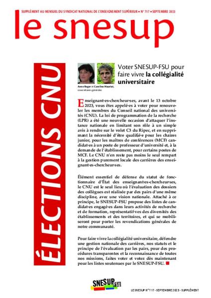Supplément CNU du mensuel n° 717, septembre 2023