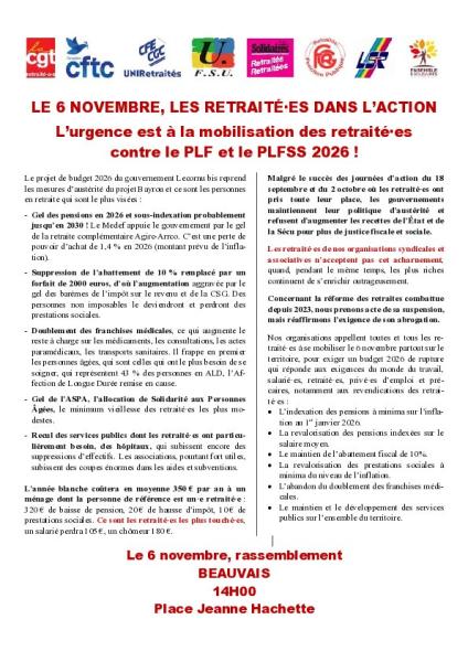 Mobilisation le 6 novembre : les retraité·es, encore et toujours, la cible du gouvernement !