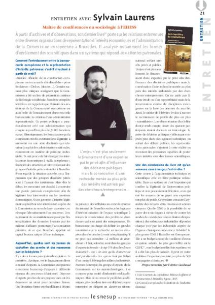 ENTRETIEN AVEC Sylvain Laurens - Fabrice Guilbaud - N° 640 DECEMBRE 2015