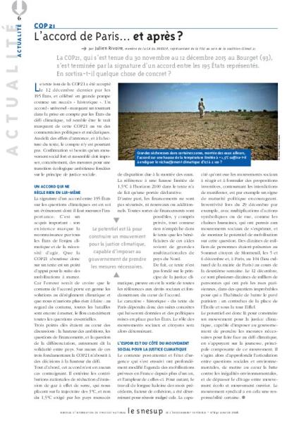 COP21 : L’accord de Paris… et après ? - Julien Rivoire - N° 641 JANVIER 2016