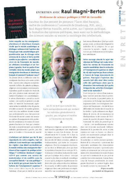 ENTRETIEN AVEC Raul Magni-Berton - Isabelle de Mecquenem - N° 642 FEVRIER 2016