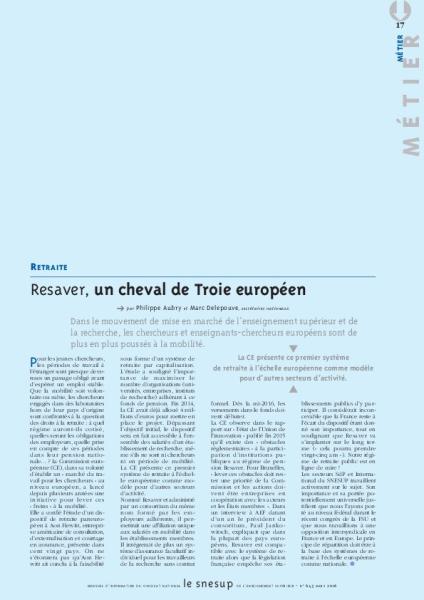 RETRAITE : Resaver, un cheval de Troie européen - Philippe Aubry - N° 643 MARS 2016