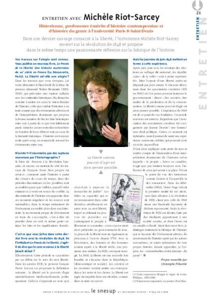ENTRETIEN AVEC Michèle Riot-Sarcey - Christophe Pébarthe - N° 644 AVRIL 2016