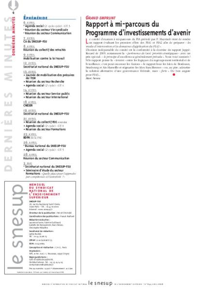 GRAND EMPRUNT : Rapport à mi-parcours du Programme d’investissements d’avenir - Marc Neveu - N° 644 AVRIL 2016