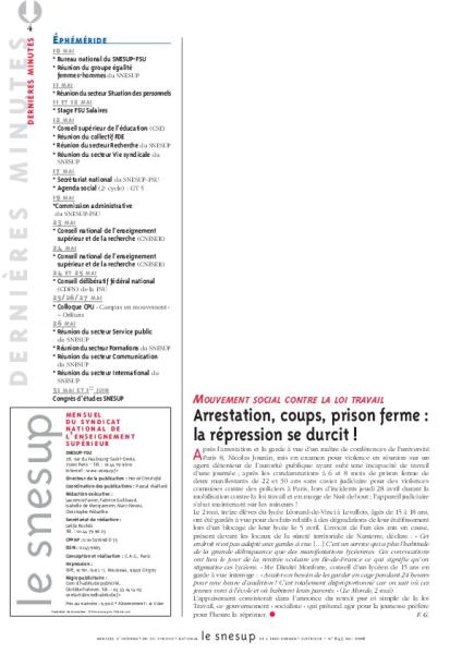 MOUVEMENT SOCIAL CONTRE LA LOI TRAVAIL : Arrestation, coups, prison ferme : la répression se durcit !