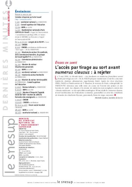 LUTTES DES PRÉCAIRES DE L’ESR : Des collectifs structurés qui obtiennent des victoires - Michelle Lauton - N° 646 JUIN 2016