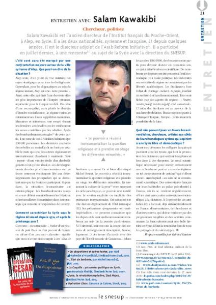 ENTRETIEN AVEC Salam Kawakibi - Gérard Lauton - N° 647 SEPTEMBRE 2016