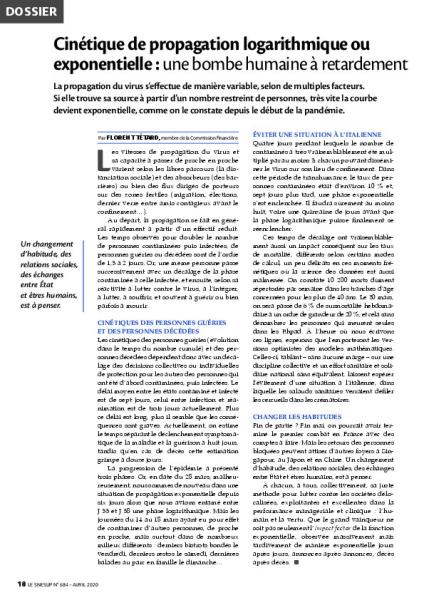 Coronavirus : article de F. Tétard paru dans le mensuel n° 684, avril 2020