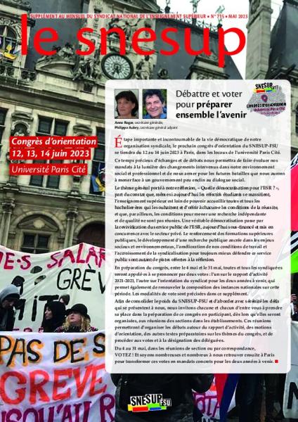Supplément congrès du mensuel n° 715, mai 2023