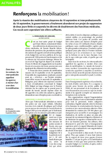 Renforçons la mobilisation !