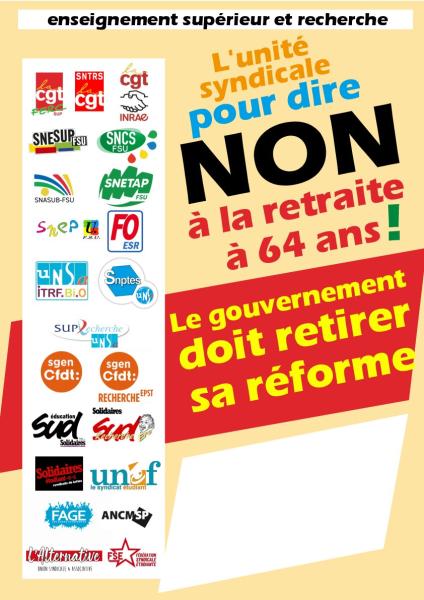 Affiche intersyndicale ESR 7 février 