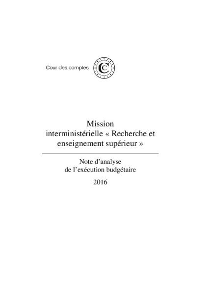 MIRES: Note d’analyse de l’exécution budgétaire 2016