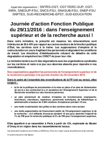29/11/2016:  l'enseignement supérieur et la recherche aussi !