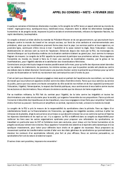 «  Textes définitifs du 10ème congrès FSU » 