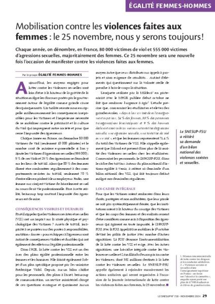 Mobilisation contre les violences faites aux femmes : le 25 novembre, nous y serons toujours !
