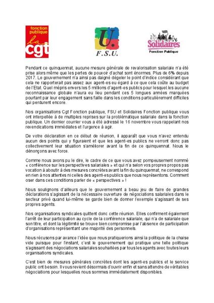 Conférence salariale - PETITION et communiqués intersyndicaux des 8 et 9 décembre 2021