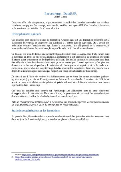 Parcoursup data ESR