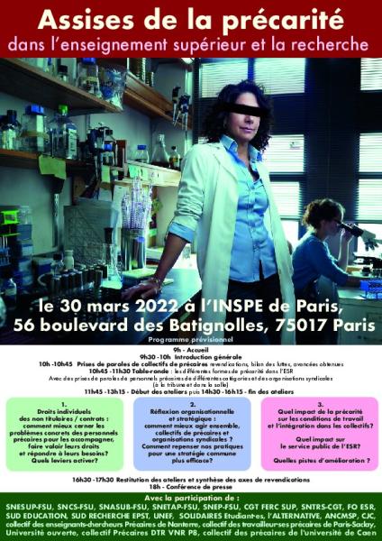 Assises nationales de la précarité dans l'ESR le 30 mars 2022