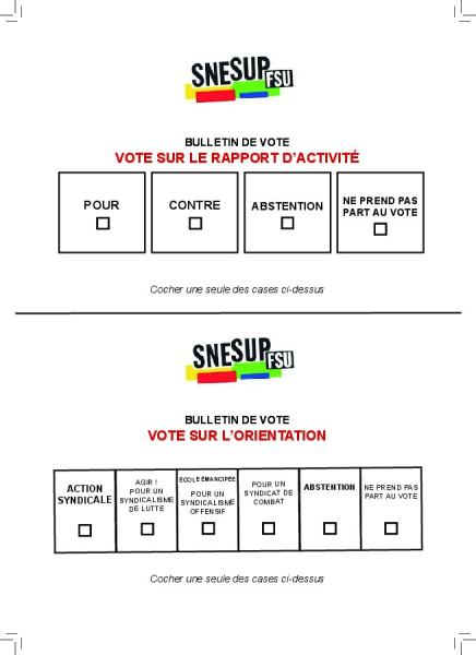 Bulletin de vote - congrès d'orientation 2025