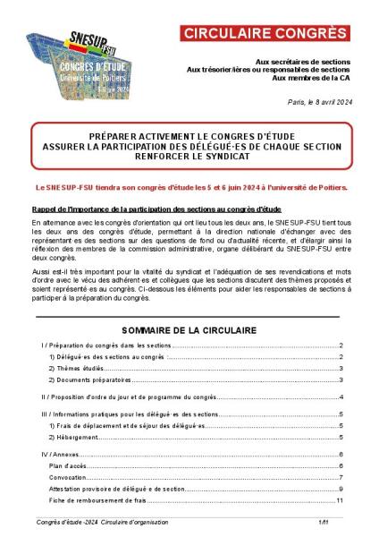 Circulaire congrès d'étude 2024