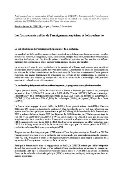 Les financements publics de l’enseignement supérieur et de la recherche