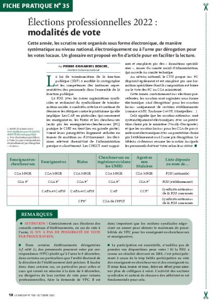 Modalités de vote pour les élections professionnelles 2022
