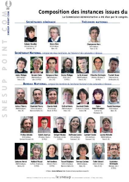 composition des instances issues du congrès d'orientation 2013