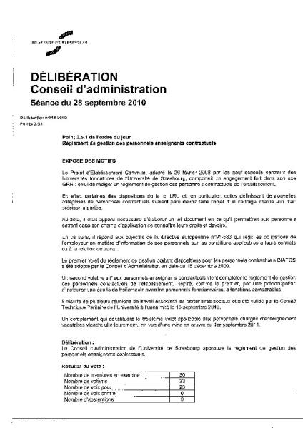 Convention de gestion des personnels contractuels de l'université de Strasbourg
