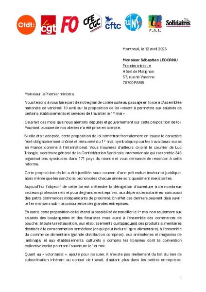 NON AU PASSAGE EN FORCE SUR LE 1er MAI - Signez la pétition!