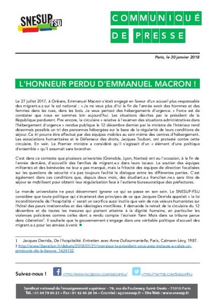 L'HONNEUR PERDU D'EMMANUEL MACRON !