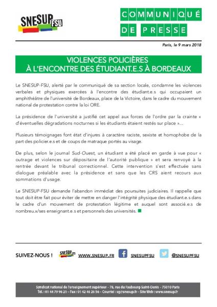 Violences policières à l'encontre des étudiant.e.s à Bordeaux