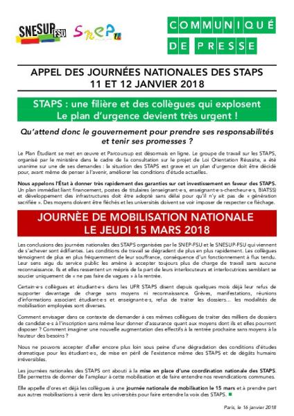 STAPS : une filière et des collègues qui explosent. Le plan d’urgence devient très urgent !