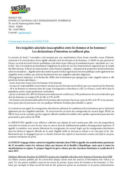 Des inégalités salariales inacceptables entre les femmes et les hommes ! Les déclarations d’intention ne suffisent plus.
