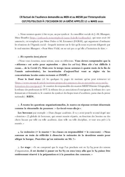 Journée d'action du 11 mars 2021 |  Récapitulatif des actions, documents et outils 