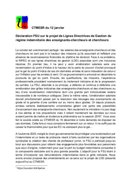 CTMESR du 12 janvier 2022 : les lignes directrices de gestion sur le régime indemnitaire des enseignants-chercheurs et chercheurs