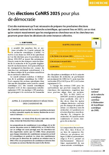 Des élections CoNRS 2025 pour plus de démocratie