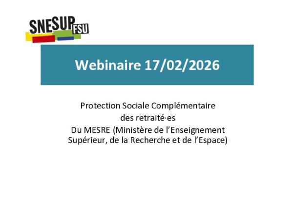 Diaporama du webinaire du mardi 17 février 2026