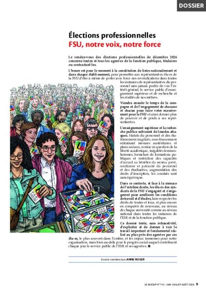 Élections professionnelles – FSU, notre voix, notre force