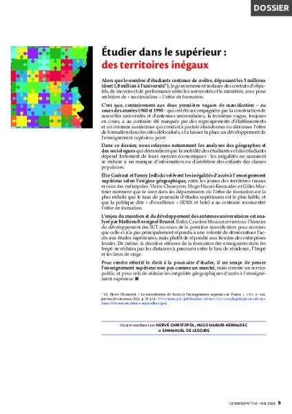 Étudier dans le supérieur : des territoires inégaux