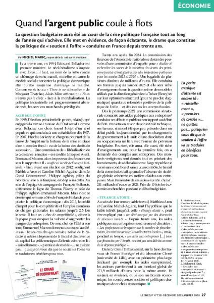 Quand l’argent public coule à flots