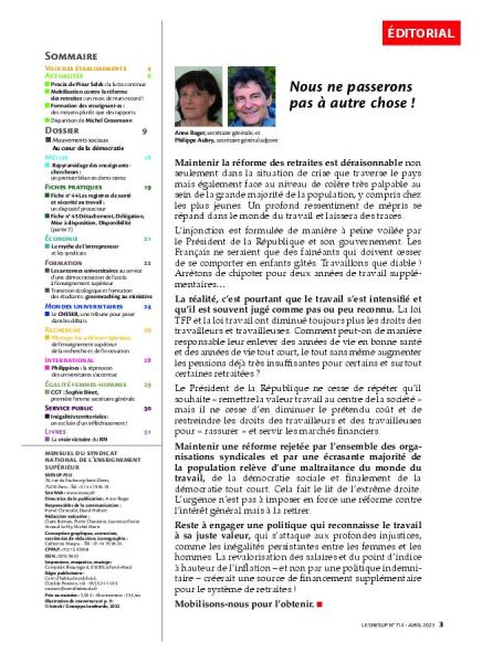 Nous ne passerons pas à autre chose - Édito du mensuel du mois d'avril 2023