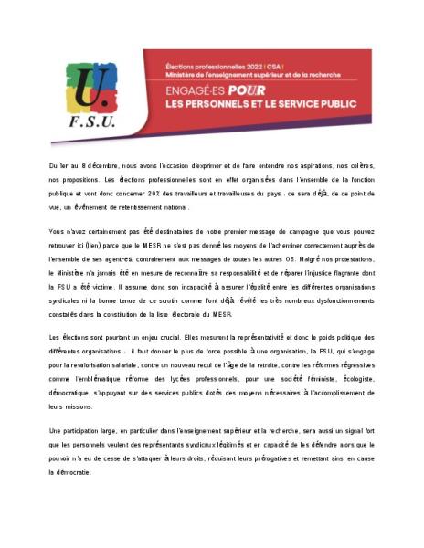 message n°2 FSU- Edito
