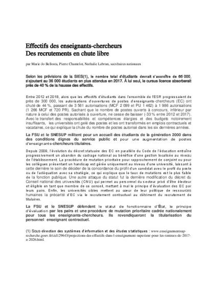 Effectif des enseignants-chercheurs